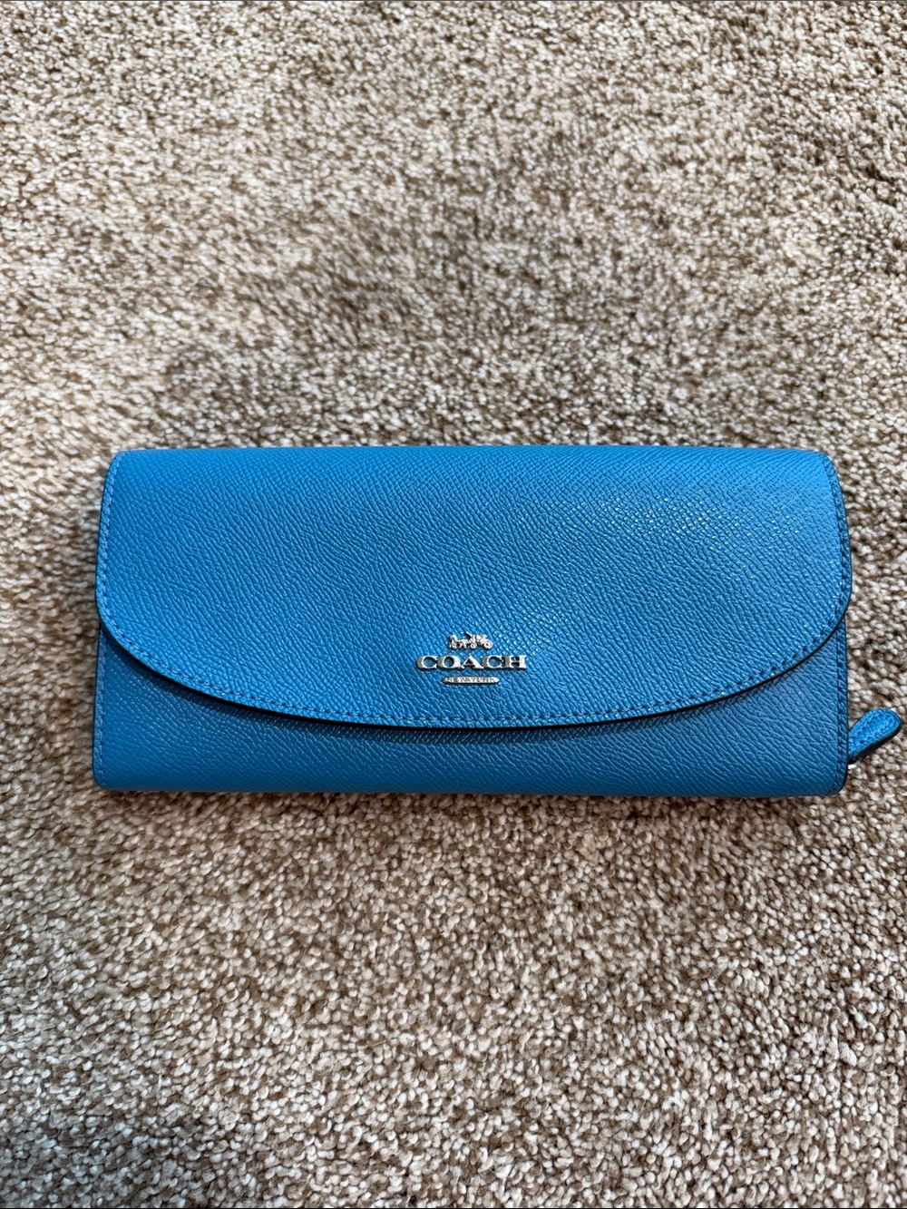 Coach Blue Pebbled Leather Continental Wallet